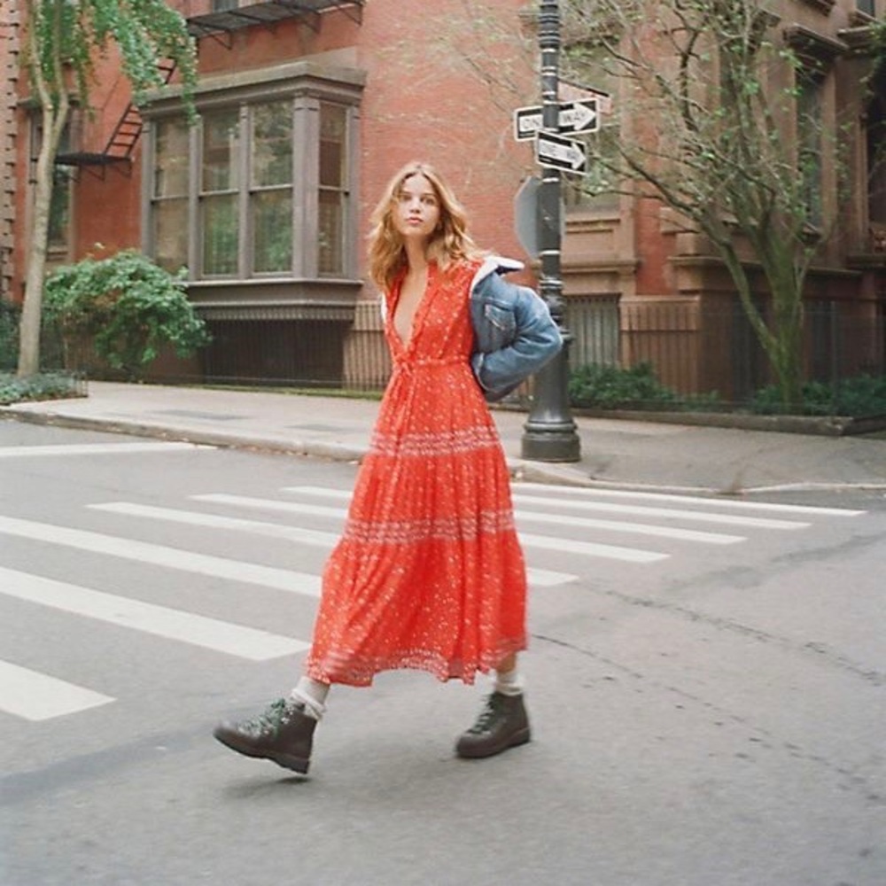 Free People-Rare Feeling Pleated Printed Dress - Picture 5 of 6